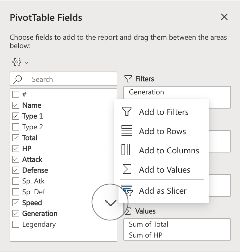 Fields properties